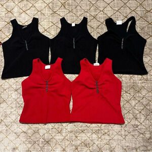 R.U. Outside Women’s Black and Red Fleece Base Layer Tank Top Lot Of 5 Size M